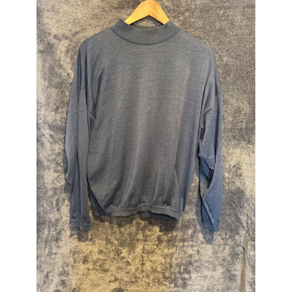 St. Croix Knits Norm Thompson Mens Medium Blue Mock Neck Pullover Sweater USA